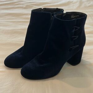 Nine West Navy Velvet Ankle Boots